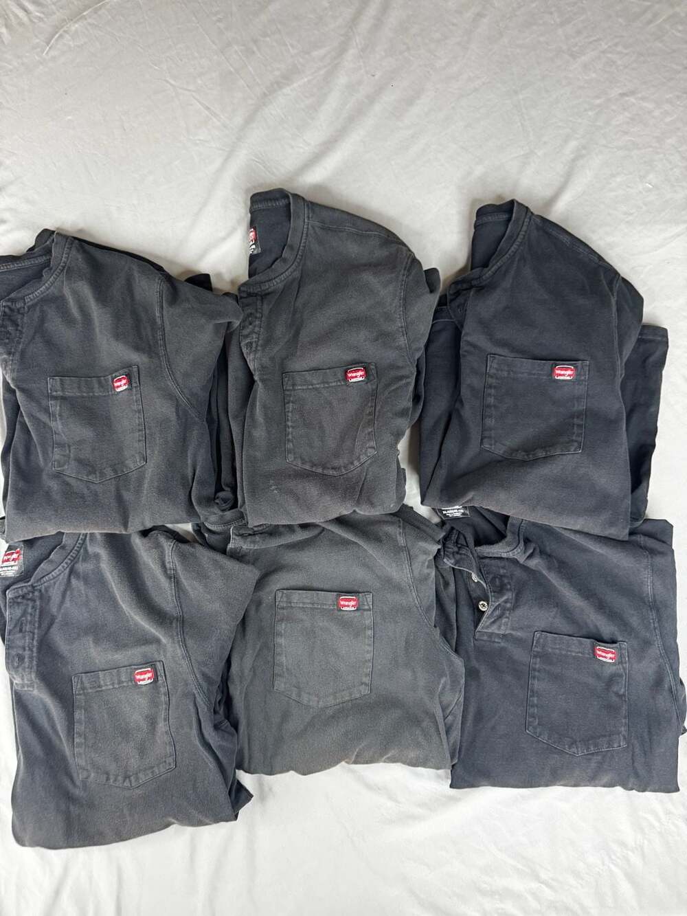 Wrangler Workwear T-Shirt Lot of 6 Black Pocket Crew Neck Short Sleeve Shirts